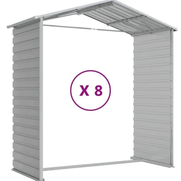 The Living Store haveskur 191x725x198 cm galvaniseret stål lysegrå - Skure & Redskabsskure