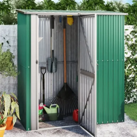 The Living Store haveskur 180,5x97x209,5 galvaniseret stål grøn - Skure & Redskabsskure