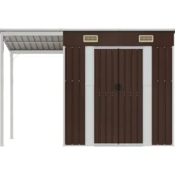 The Living Store haveskur med udvidet tag 277x110,5x181 cm stål brun - Skure & Redskabsskure