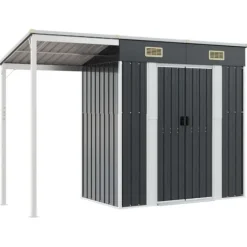 The Living Store haveskur med udvidet tag 277x110,5x181 cm stål antracitgrå - Skure & Redskabsskure