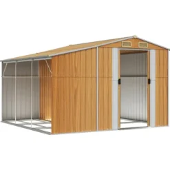 The Living Store haveskur 277x279x179 cm galvaniseret stål lysebrun - Skure & Redskabsskure
