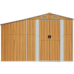 The Living Store haveskur 277x279x179 cm galvaniseret stål lysebrun - Skure & Redskabsskure