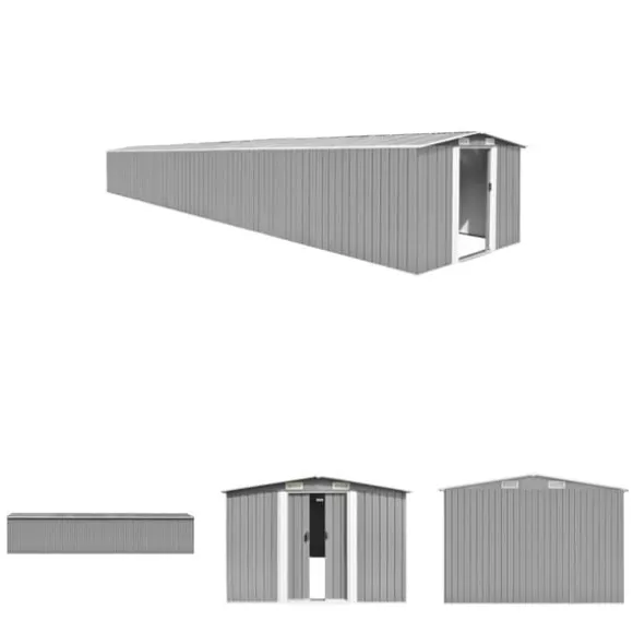 The Living Store haveskur 257x990x181 cm galvaniseret stål grå - Skure & Redskabsskure