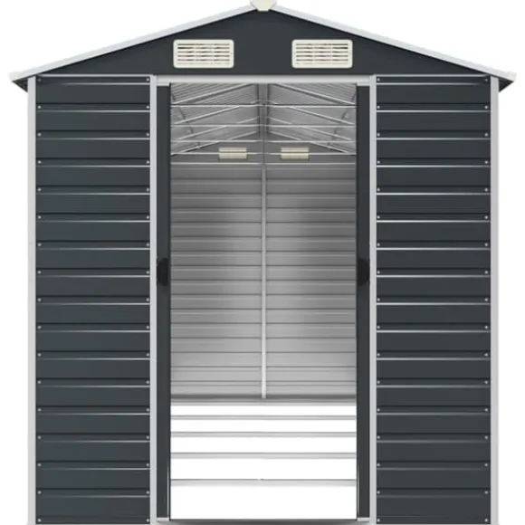 The Living Store haveskur 191x470x198 cm galvaniseret stål antracitgrå - Skure & Redskabsskure