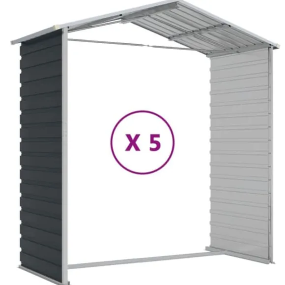 The Living Store haveskur 191x470x198 cm galvaniseret stål antracitgrå - Skure & Redskabsskure