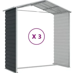 The Living Store haveskur 191x300x198 cm galvaniseret stål antracitgrå - Skure & Redskabsskure
