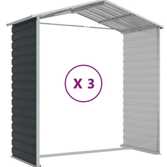 The Living Store haveskur 191x300x198 cm galvaniseret stål antracitgrå - Skure & Redskabsskure