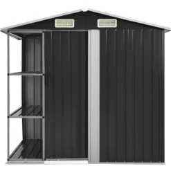 The Living Store haveskur med reol 205x130x183 cm jern antracitgrå - Skure & Redskabsskure