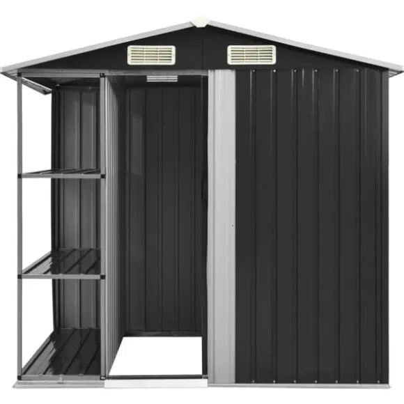 The Living Store haveskur med reol 205x130x183 cm jern antracitgrå - Skure & Redskabsskure
