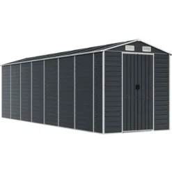 The Living Store haveskur 191x640x198 cm galvaniseret stål antracitgrå - Skure & Redskabsskure
