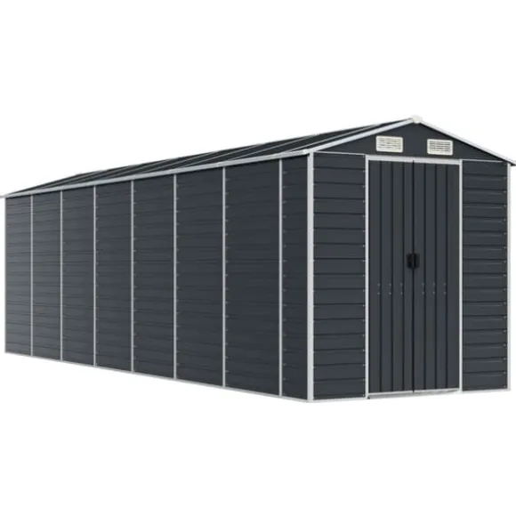 The Living Store haveskur 191x640x198 cm galvaniseret stål antracitgrå - Skure & Redskabsskure