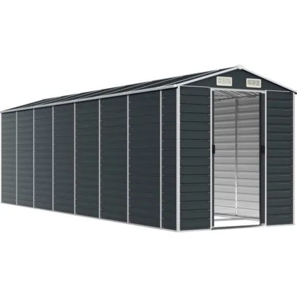 The Living Store haveskur 191x640x198 cm galvaniseret stål antracitgrå - Skure & Redskabsskure