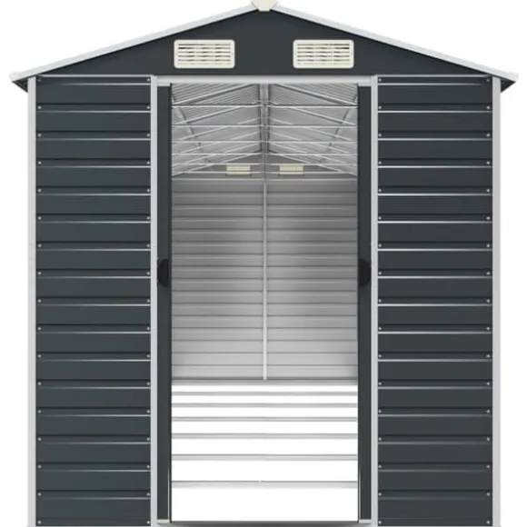 The Living Store haveskur 191x640x198 cm galvaniseret stål antracitgrå - Skure & Redskabsskure