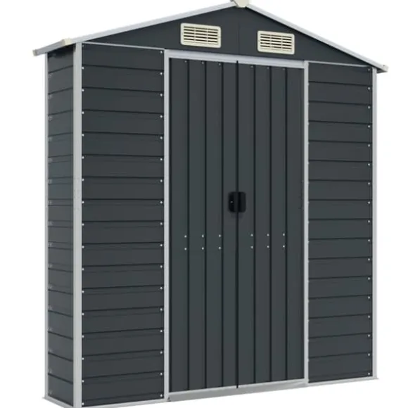 The Living Store haveskur 191x640x198 cm galvaniseret stål antracitgrå - Skure & Redskabsskure