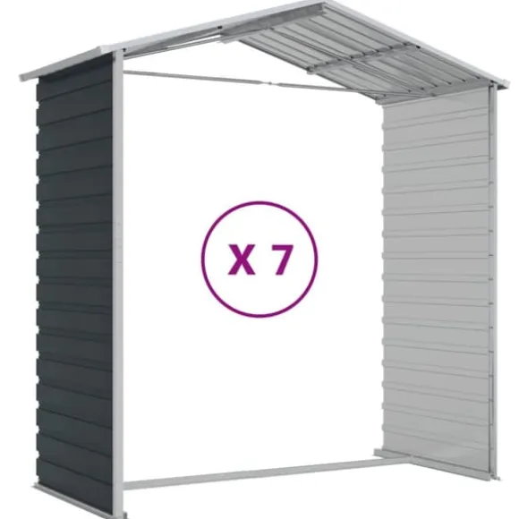 The Living Store haveskur 191x640x198 cm galvaniseret stål antracitgrå - Skure & Redskabsskure