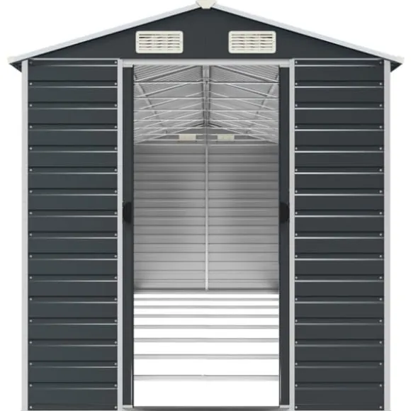 The Living Store haveskur 191x725x198 cm galvaniseret stål antracitgrå - Skure & Redskabsskure