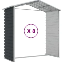 The Living Store haveskur 191x725x198 cm galvaniseret stål antracitgrå - Skure & Redskabsskure