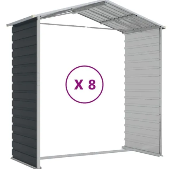 The Living Store haveskur 191x725x198 cm galvaniseret stål antracitgrå - Skure & Redskabsskure
