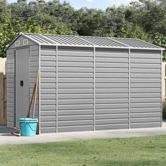 The Living Store haveskur 191x300x198 cm galvaniseret stål lysegrå - Skure & Redskabsskure