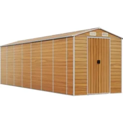 The Living Store haveskur 191x640x198 cm galvaniseret stål lysebrun - Skure & Redskabsskure