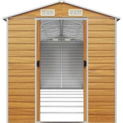 The Living Store haveskur 191x640x198 cm galvaniseret stål lysebrun - Skure & Redskabsskure