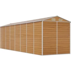 The Living Store haveskur 191x640x198 cm galvaniseret stål lysebrun - Skure & Redskabsskure