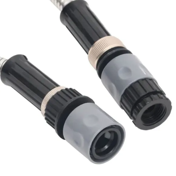 The Living Store haveslange med sprøjtedyse 0,6" 15 m rustfrit stål sølvfarvet - Haveslanger