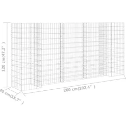 The Living Store H-formet gabion-plantekasse 260x40x120 cm stål - Plantekrukker
