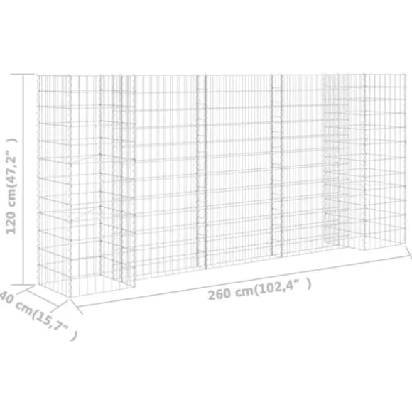 The Living Store H-formet gabion-plantekasse 260x40x120 cm stål - Plantekrukker