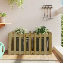 The Living Store højbed med stakitdesign 100x50x50 cm imprægneret fyrretræ - Plantekrukker