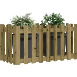 The Living Store højbed med stakitdesign 100x50x50 cm imprægneret fyrretræ - Plantekrukker