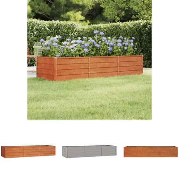 The Living Store højbed 240x80x45 cm cortenstål rustfarvet - Plantekrukker