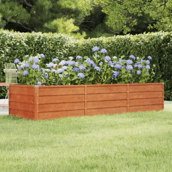 The Living Store højbed 240x80x45 cm cortenstål rustfarvet - Plantekrukker