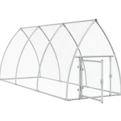 The Living Store hønsehus 300x105x120 cm galvaniseret stål sølvfarvet - Huse & bure til små dyr