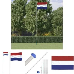 The Living Store Holland flag og flagstang 6,23 m aluminium - Flag & vimpler