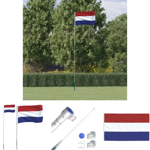 The Living Store Holland flag og flagstang 5,55 m aluminium - Flag & vimpler