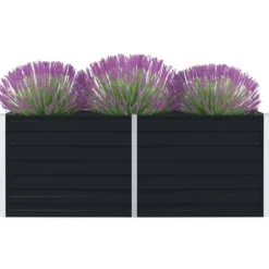 The Living Store hævet blomsterbed 160 x 80 x 45 cm galvaniseret stål antracit - Plantekrukker