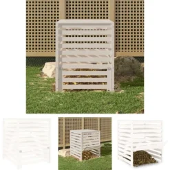 The Living Store kompostbeholder 82,5x82,5x99,5 cm massivt fyrretræ hvid - Kompostbeholdere