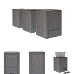 The Living Store kompostbeholdere 3 stk. 60 x 60 x 83 cm 900 l brun - Kompostbeholdere