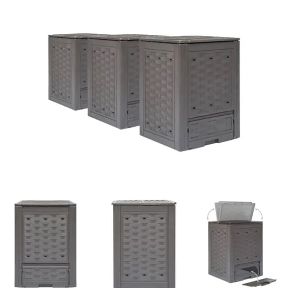 The Living Store kompostbeholdere 3 stk. 60 x 60 x 83 cm 900 l brun - Kompostbeholdere