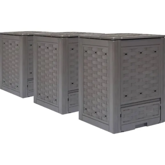 The Living Store kompostbeholdere 3 stk. 60 x 60 x 83 cm 900 l brun - Kompostbeholdere
