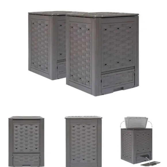 The Living Store kompostbeholdere 2 stk. 60 x 60 x 83 cm 600 l brun - Kompostbeholdere