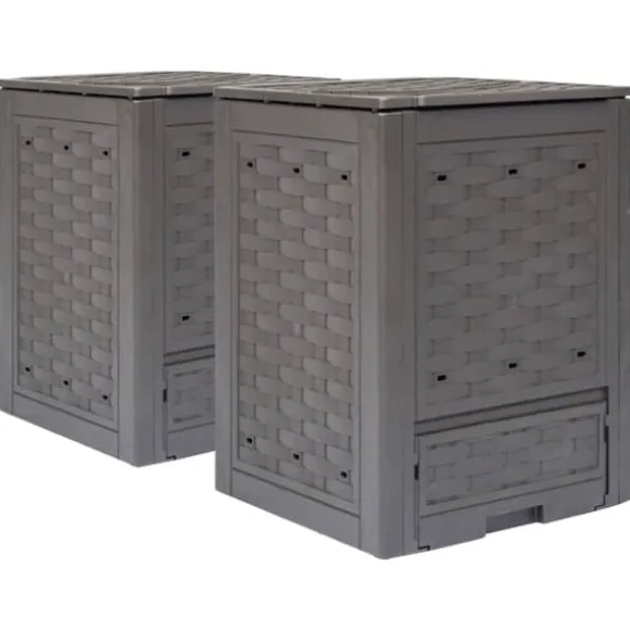 The Living Store kompostbeholdere 2 stk. 60 x 60 x 83 cm 600 l brun - Kompostbeholdere