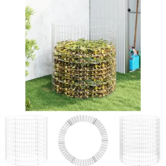 The Living Store kompostbeholder Ø100x100 cm galvaniseret stål - Kompostbeholdere
