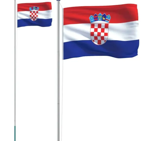 The Living Store Kroatien flag og flagstang 6,23 m aluminium - Flag & vimpler