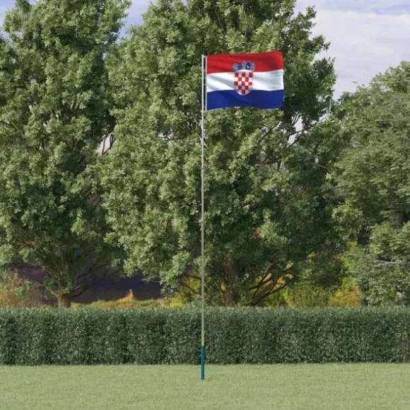 The Living Store Kroatien flag og flagstang 5,55 m aluminium - Flag & vimpler