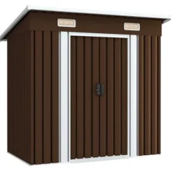 The Living Store opbevaringsskur til haven 194x121x181 cm stål brun - Skure & Redskabsskure