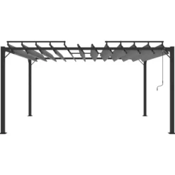 The Living Store pavillon med lameltag 3x4 m aluminium og stof antracitgrå - Festtelte & havepavilloner