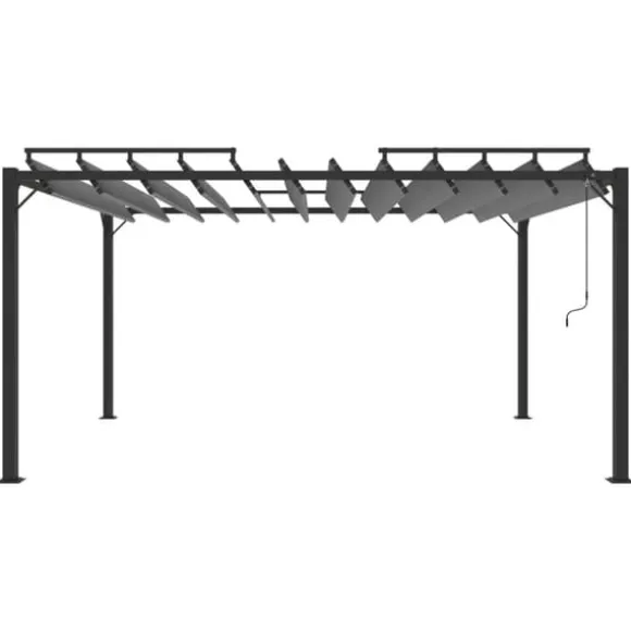 The Living Store pavillon med lameltag 3x4 m aluminium og stof antracitgrå - Festtelte & havepavilloner