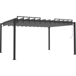 The Living Store pavillon med lameltag 3x4 m aluminium og stof antracitgrå - Festtelte & havepavilloner